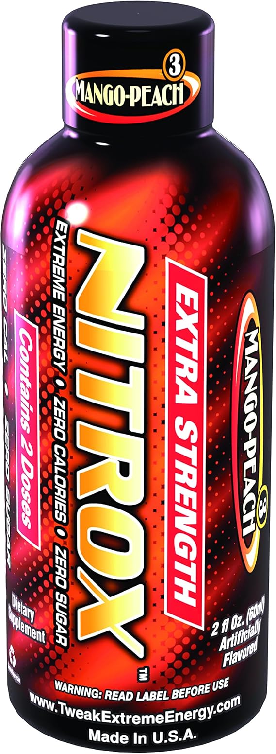 Amazon Com Tweaker Nitrox Mango Peach Energy Shot 2 Oz Pack Of 12 Extra Strength Health Personal Care