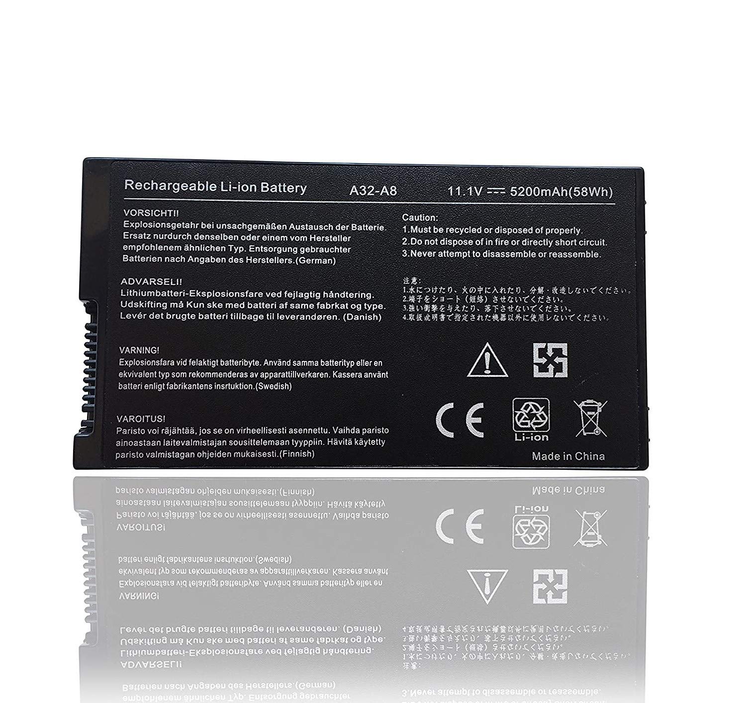 A32-A8 Laptop Battery Replacement for ASUS A8 A8A A8E A8F A8H A8J F8 F8V N81V Pro61S X80LE Z99(11.1V 5200mAh)