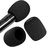 Piriuuo 2 Pcs Microphone Covers Foam, Soft Mic Covers for Microphones Microphone Windscreen Foam Mic Covers for Microphones Microphone Foam Covers Protection for Handheld Microphone (Black)