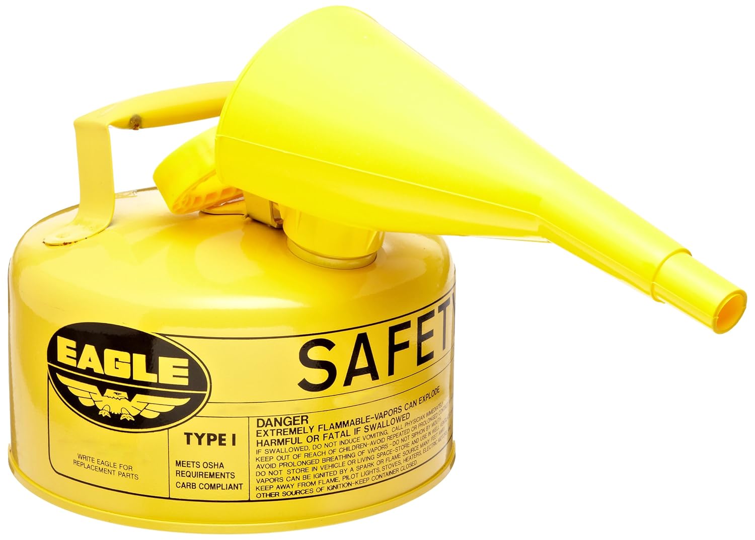 Amazon Com Eagle Ui 10 Fsy Type I Metal Safety Can With F 15 Funnel Diesel 9 Width X 8 Depth 1 Gallon Capacity Yellow Industrial Scientific