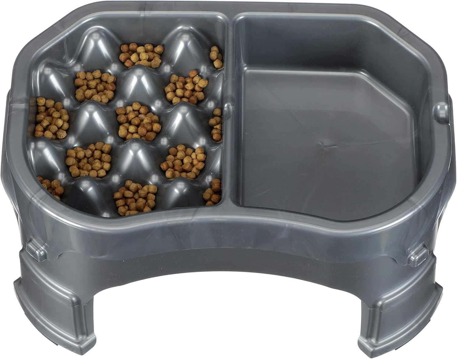 Neater Pet Brands – Neater Raised Slow Feeder Dog Bowl – Elevated and Adjustable Food Height - (Double Diner, Gunmetal)