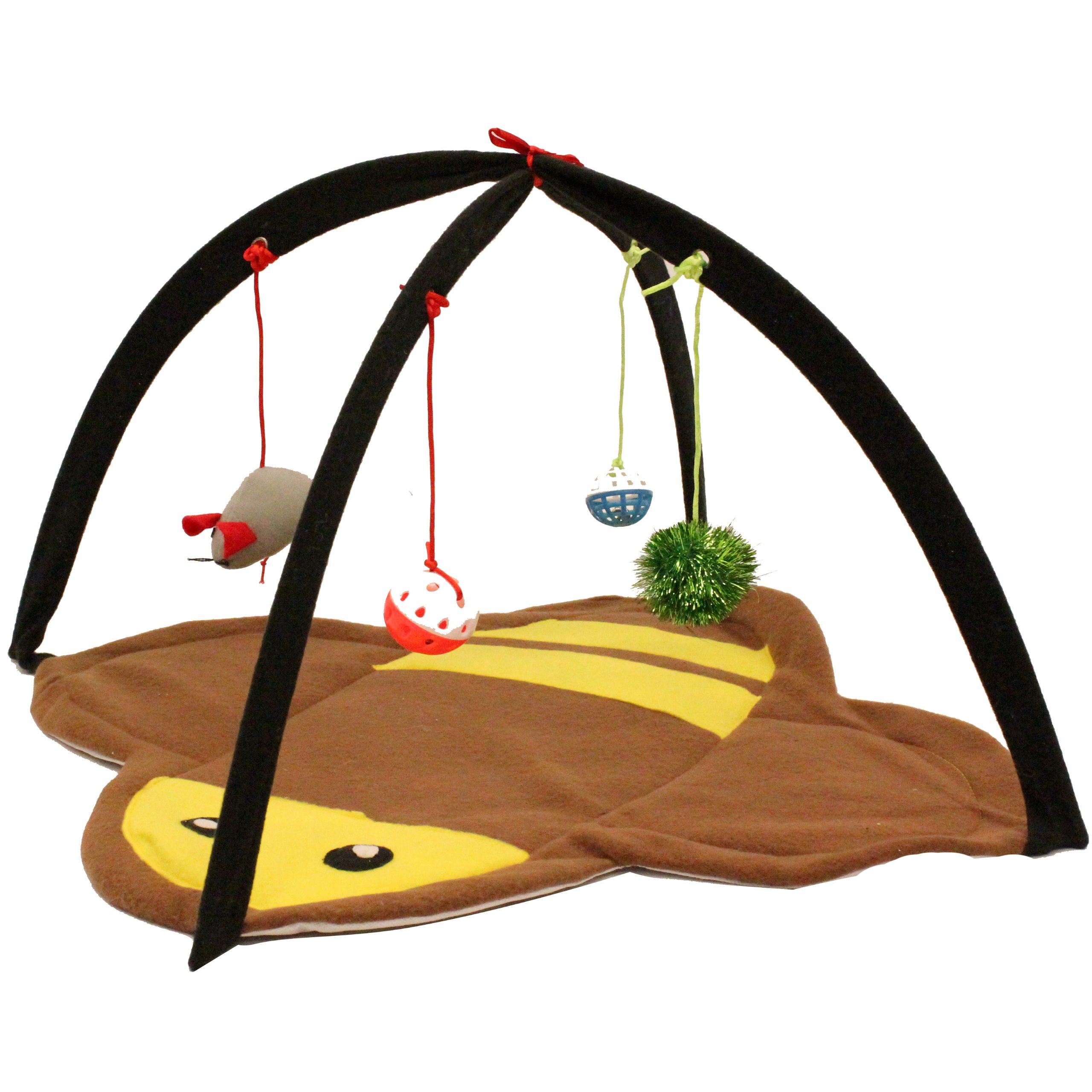 Mool Cat Kitten Soft Play Mat Activity Centre with 4-Hanging Toys Bee, 60 cm