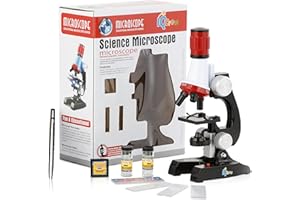 AMSCOPE IQCREW ETXWJ04 100X-1200X LED Kids Beginner Microscope Toy Set + Slides Preparation Kit