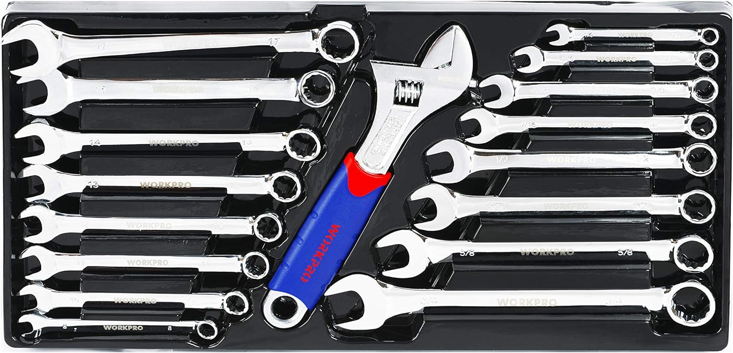 WORKPRO 408-Piece Mechanics Tool Set with 3-Drawer Heavy Duty Metal Box (W009044A) - - 