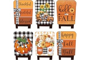 Windkream 6 Pcs Fall Chair Covers Set Autumn Chair Back Cover Thanksgiving Dining Chair Slipcovers Buffalo Plaid Removable Chair Seat Protector for Kitchen Dining Hotel Wedding (Maple Leaves)