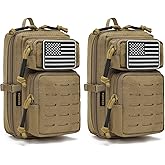 2 Pack Tactical Molle Utility Pouchs,Mini Belt Pouch EDC Pouch Tactical Phone Pouches Outdoor Admin Tool Pouch Medical EDC IFAK Pack with US Flag Patch