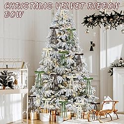 12 Pcs Velvet Christmas Tree Bows,5.9 x 9.84 Rustic