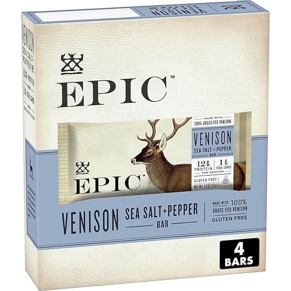 EPIC VENISON SEA SALT & PEPPER BARS, KETO FRIENDLY, GLUTEN FREE, 4 CT