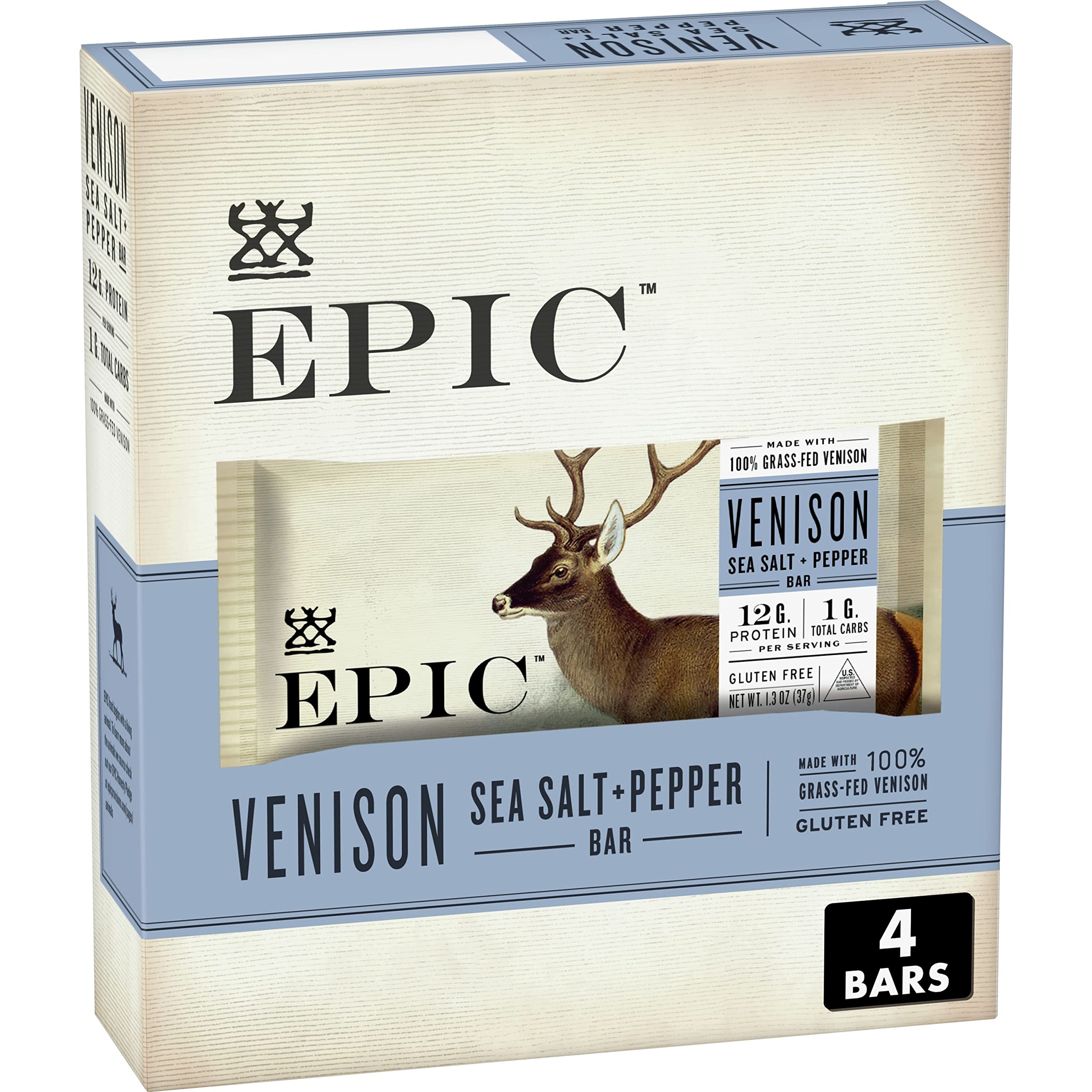 Photo 1 of **BB 11/25/25**EPIC Venison Sea Salt & Pepper Bars, Keto Friendly, Gluten Free, 4 ct  PACKAGE