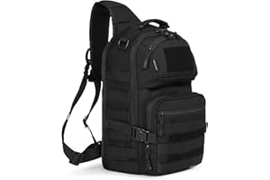 AMHEH 15L Tactical Sling Bag | EDC Hiking Day Trip for Men, Quick Access, 12 Inch Laptop, 1050D Fabric, One Size Fits Most (Black)