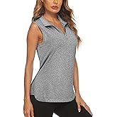 Koscacy Womens Golf Shirts Tank Tops for Women 2026 Loose Fit Sleeveless with Collar Yoga Athletic Running Shirts