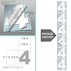 iSYFIX White Vinyl Number 4 (Four) Stickers - 6