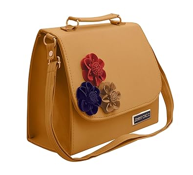 Apricot Fancy Stylish PU Leather Womens Handbag, Sling Bag with Adjustable Strap for Ladies and Girls TAP FASHION