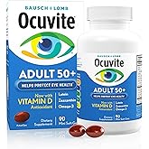 Ocuvite 50+ Eye Vitamin & Mineral Supplement, Multivitamin for Vision & Ocular Health with Omega-3, Zinc, Vitamins C & E, Lutein & Zeaxanthin, Zinc Supplements for Women and Men, 90 Softgels