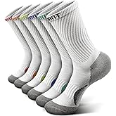 KEMISANT Men Socks, Athletic Crew Socks Compression for Men Sports Running Cushioned Footbed Arch Support