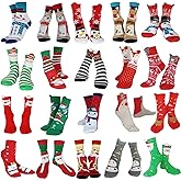 MarJunSep 20 Pairs Christmas Socks for Big Kids Women Holiday Xmas Socks Gifts Colorful Novelty Funny Christmas Cotton Knit Socks Children