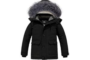 ZSHOW Boys' Hooded Winter Coat Warm Waterproof Puffer Jacket Thick Fleece Parka