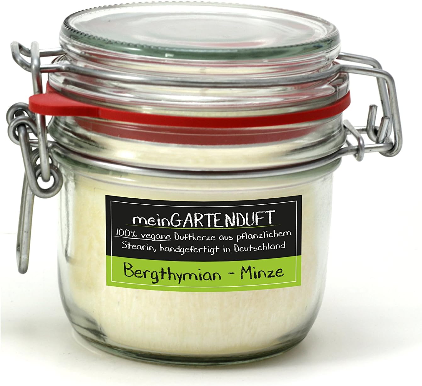 100% Vegan Scented Candle 30 hours No Dyes from Plant Stearin Meingartenduft Mountain Thyme Mint