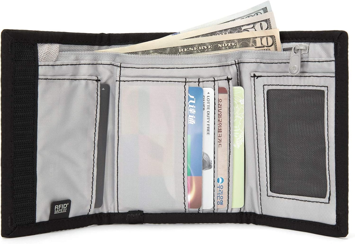 Pacsafe RFIDsafe Z50 RFID Blocking Tri-fold Wallet - With 6 Card Slots, Black