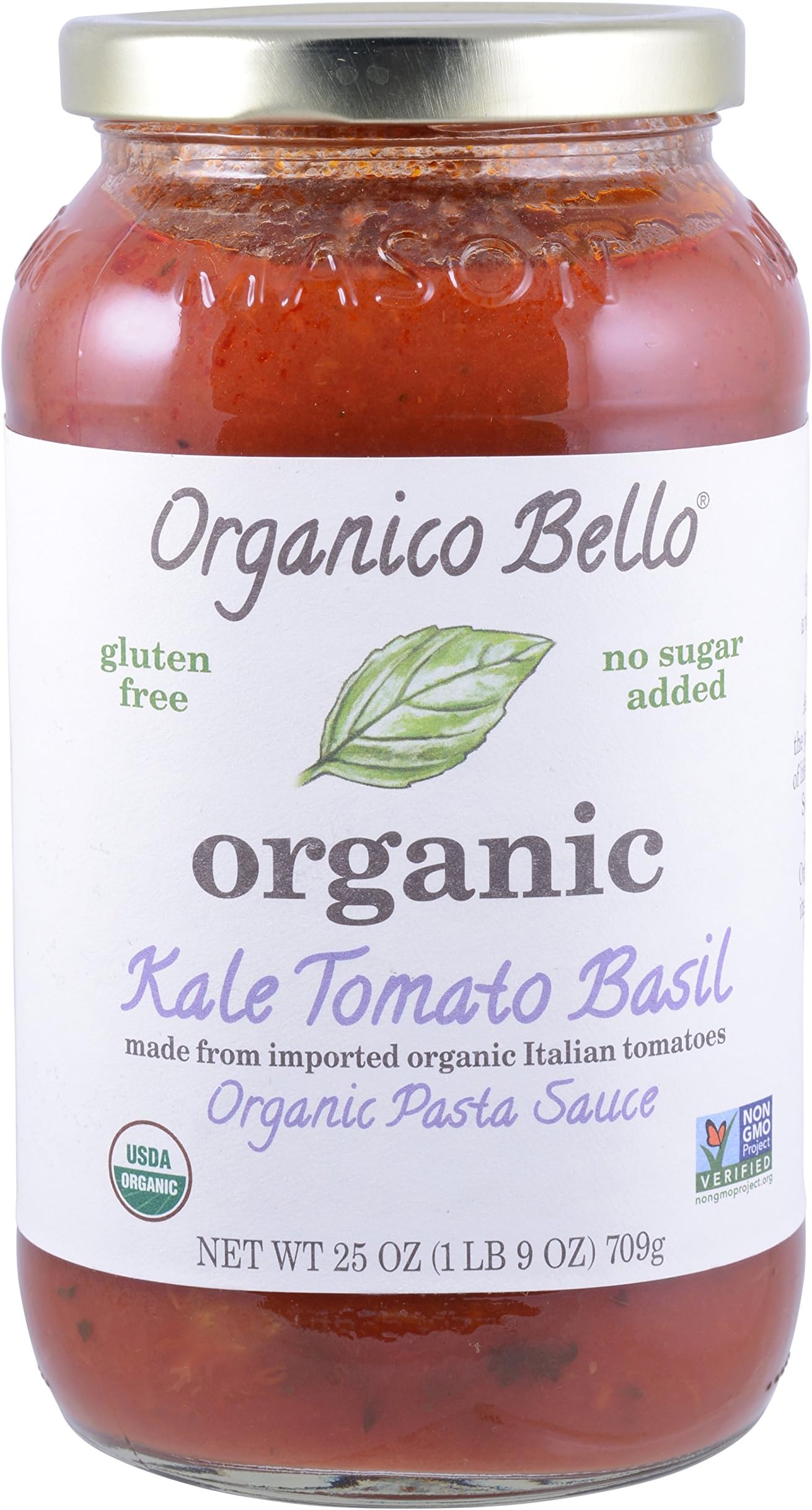 Organico Bello, Kale Tomato Basil Organic Pasta Sauce, 25 Ounce