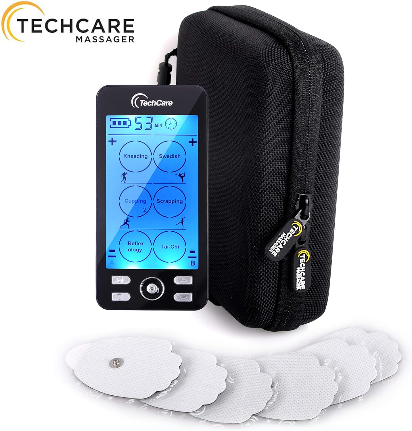 Tens Unit TechCare Plus 24 Massager [Lifetime Warranty] Muscle Stimulator Device Machine Pulse Massager with Protective Cover Case Sciatica Plantar Fasciitis Tennis Elbow Back Shoulder Neck: Health & Personal Care