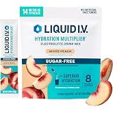 Liquid I.V. Sugar Free Hydration Electrolytes, White Peach, 14 Count | Scientifically Formulated | Clinically Proven Hydration | Zero Sugar | No Artificial Sweeteners | Non-GMO | Powder Drink Mix