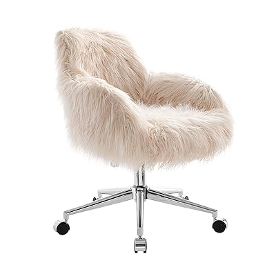 Linon Fiona Chrome Base Office Chair for Comfortable Seating
