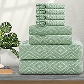Ferdilan 8 Pack Bath Towels Set Light Green,2 Oversized Bath Towels(35"x70"), 2 Hand Towels,4 Washcloths Ultra Soft and Absorbent Chair Towels for Bathroom, Quick Dry Towel for Gym Hotel Camp Pool
