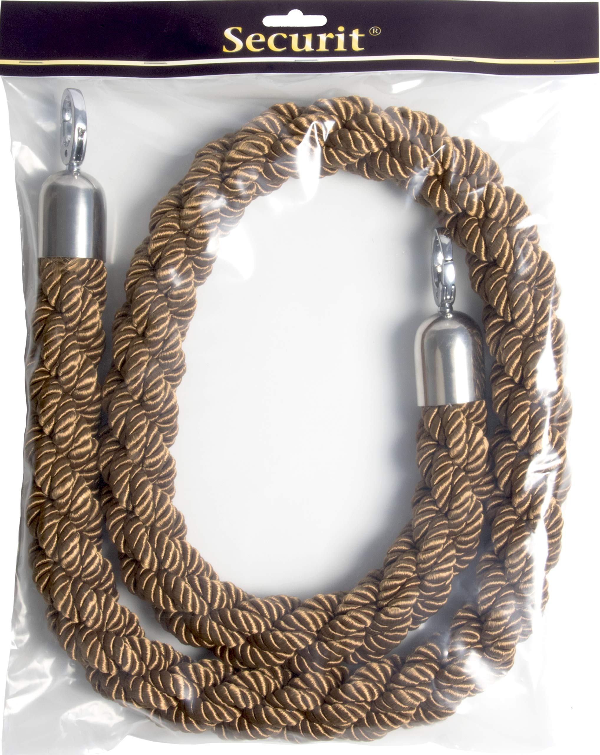 Securit Classic barrier rope - Twisted ship rope with golden ends and clip/hook - 150cm — image 1
