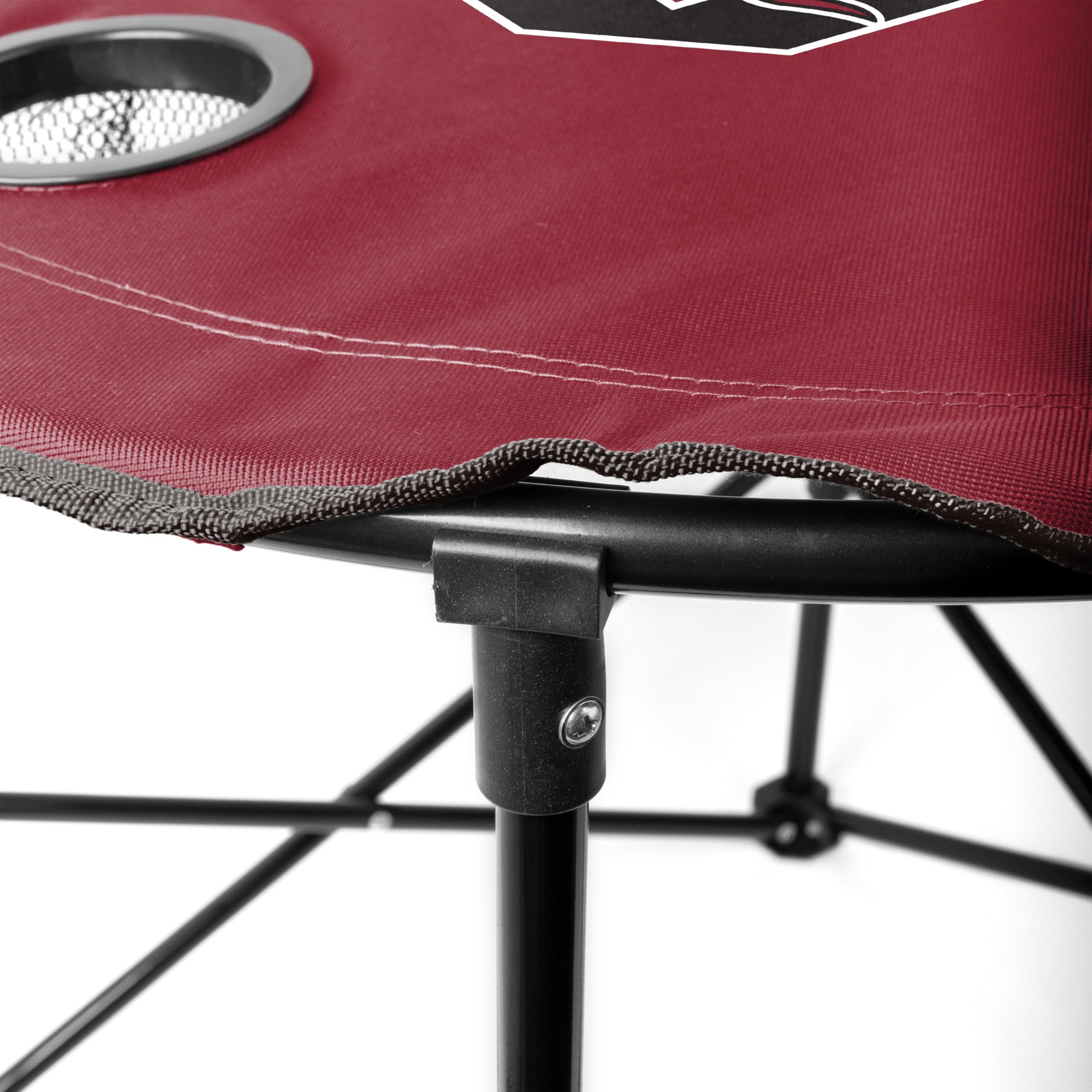 Logo Brands NCAA South Carolina Gamecocks Round Tailgating Table - Portable with Foldable Legs, 4 Cup Holders, Powder-Coated Steel, and 27.6 Surface Diameter, Team Color