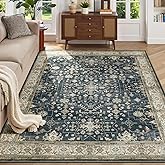 Lessymo 5x7 Area Rugs for Living Room, Washable Rug for Bedroom Dinning Room Farmhouse Home Office, Boho Soft Non-Slip Carpet Pets Friendly, Stain Resistance Vintage Floral Moody Decor, Black Brown