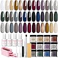 AZUREBEAUTY Dip Powder Nail Kit Starter 20 Colors Glitter Dark Green Grey Purple Fall Winter 31 Pcs Dip Powder Liquid Set with Top/Base Coat Activator for French Nails Art Manicure DIY Salon Gift