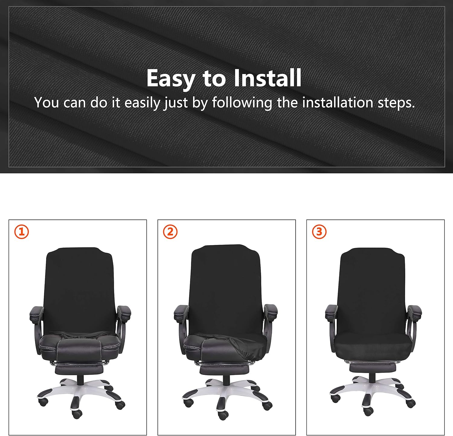 SARAFLORA Office Chair Covers Stretch Washable Computer Chair Slipcovers for Universal Rotating Boss Chair Large Size Black: Furniture & Decor