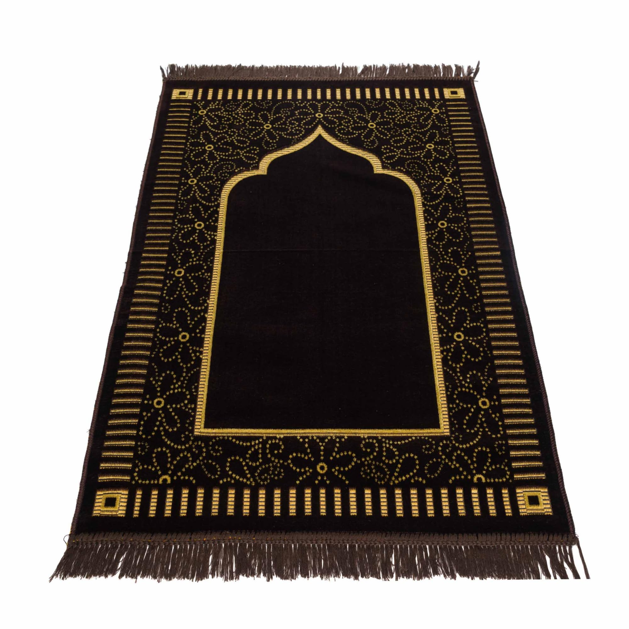 homeart Muslim Prayer Rug, Soft Plush Thin Islamic Prayer Mat, Janamaz, Sajada, Praying Carpet, Islamic Gift for Men & Women, Ramadan Eid Hajj Gift, Riyadh Pattern, Brown Cacao