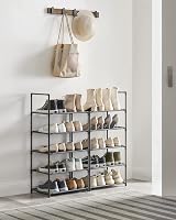 SONGMICS 10-Tier Shoe Rack Grey LSH010G01 173 cm Metal Frame Non-Woven Shelves view 8