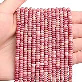 BONNY BOXX 1 Strand (150PCs) Natural 2 * 4mm Rhodochrosite Rondelle Beads, Natural Abacus Disk Stone Beads Loose Spacer Gemstone for DIY Bracelet Necklace Jewelry Making
