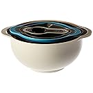 Vesper's Kitchen Stackable Mixing Bowl Set | Nesting Bowls w/ Measuring Cups | Compact, Durable, & Lightweight | Ideal for RVs & Camping Supplies | Grip Handles & Non-Slip Bases for Easier Handling