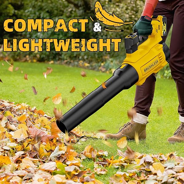 NELHALT 20V CORDLESS LEAF BLOWER, MAX 600 CFM/125 MPH TURBO BOOST MODE COMPATIBLE WITH DEWALT 20V MAX BATTERY, BRUSHLESS MOTOR, ERGONOMIC 3.6LBS FOR DRIVEWAY & YARD, TOOL ONLY