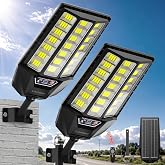 Solar Lights Outdoor Waterproof, Motion Sensor Solar Street Light, 2-Pack | Ultra Bright, 270&deg; Wide-Angle, 6500K Dusk to Dawn Solar Security Flood Light, Remote Control for Yard, Driveway, Patio &amp; Farm