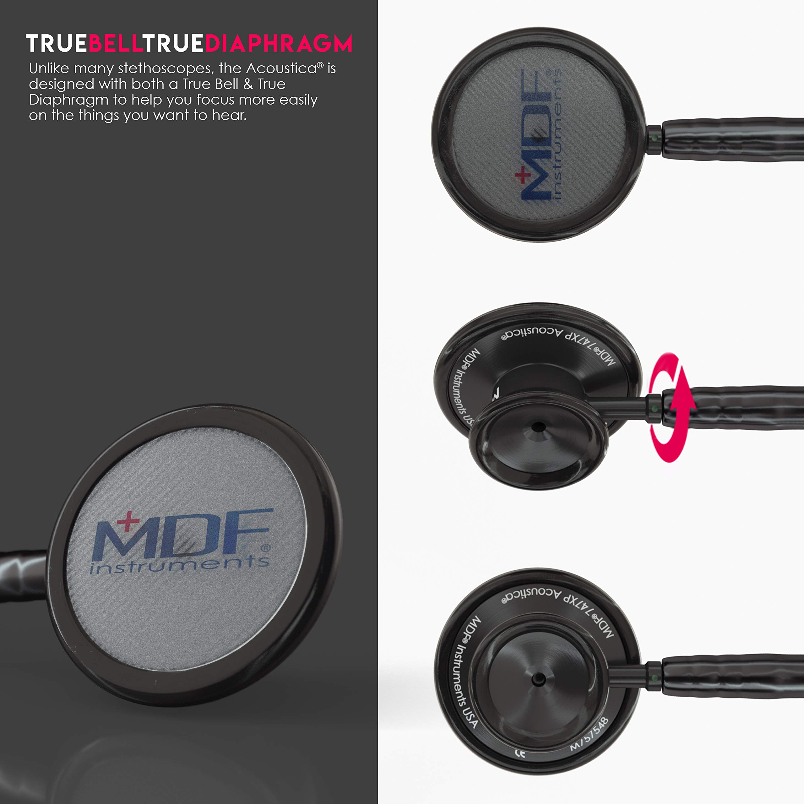 MDF® Acoustica Deluxe Lightweight Dual Head Stethoscope All Black