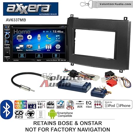 Amazon ボランティアオーディオaxxera Av6337mbダブルdinラジオインストールキットwith Bluetooth Cd Dvdプレーヤーfits 03 07キャデラックcts 04 06 Srx プレーヤー レシーバー 車 バイク