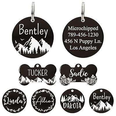 Buy Ultrajoys Stainless Steel Pet Id Dog Name s Personalized Front Back Engraving Customized Dog s And Cat s Optional Engraved On Both Sides Round W Mountain On Bottom