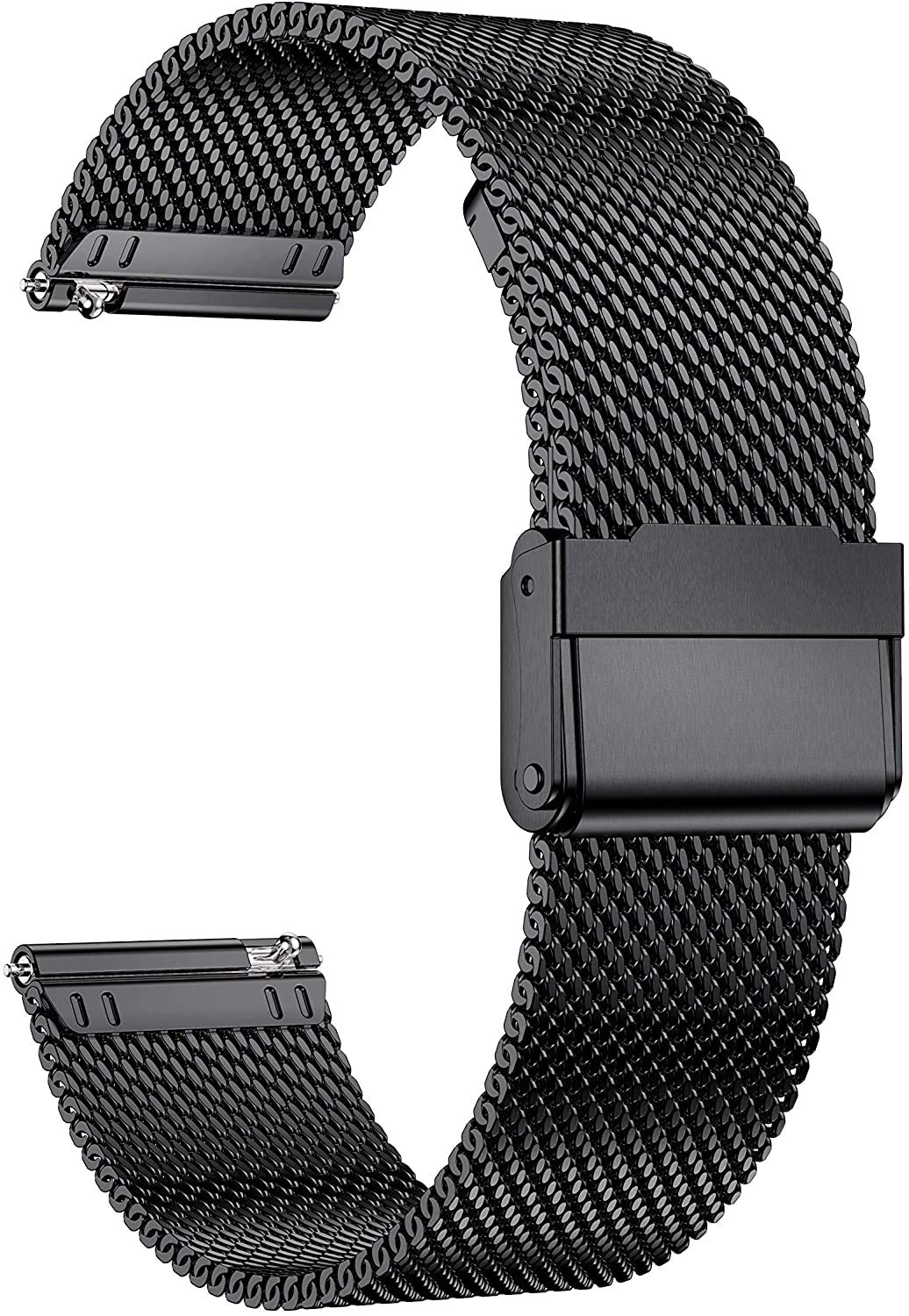 MUENShop 22mm Watch Strap Quick Release Stainless Steel Black Loop Compatible for Samsung Galaxy watch 3 45mm HUAWEI GT 2/3/4 46mm Watch Band