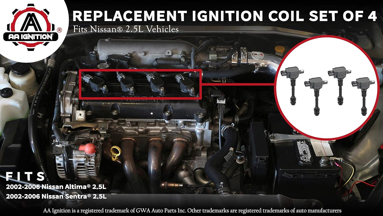 Amazon Com Ignition Coil Pack Set Of 4 Compatible With Nissan Vehicles 2002 2003 2004 2005 2006 Altima 2 5l Sentra 02 03 04 05 06 Replaces 224488h300 224488h315 22448 8h310 22448 8h311 Automotive