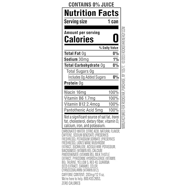 ROCKSTAR FOCUS, WHITE PEACH, 12 FL OZ CANS (PACK OF 12