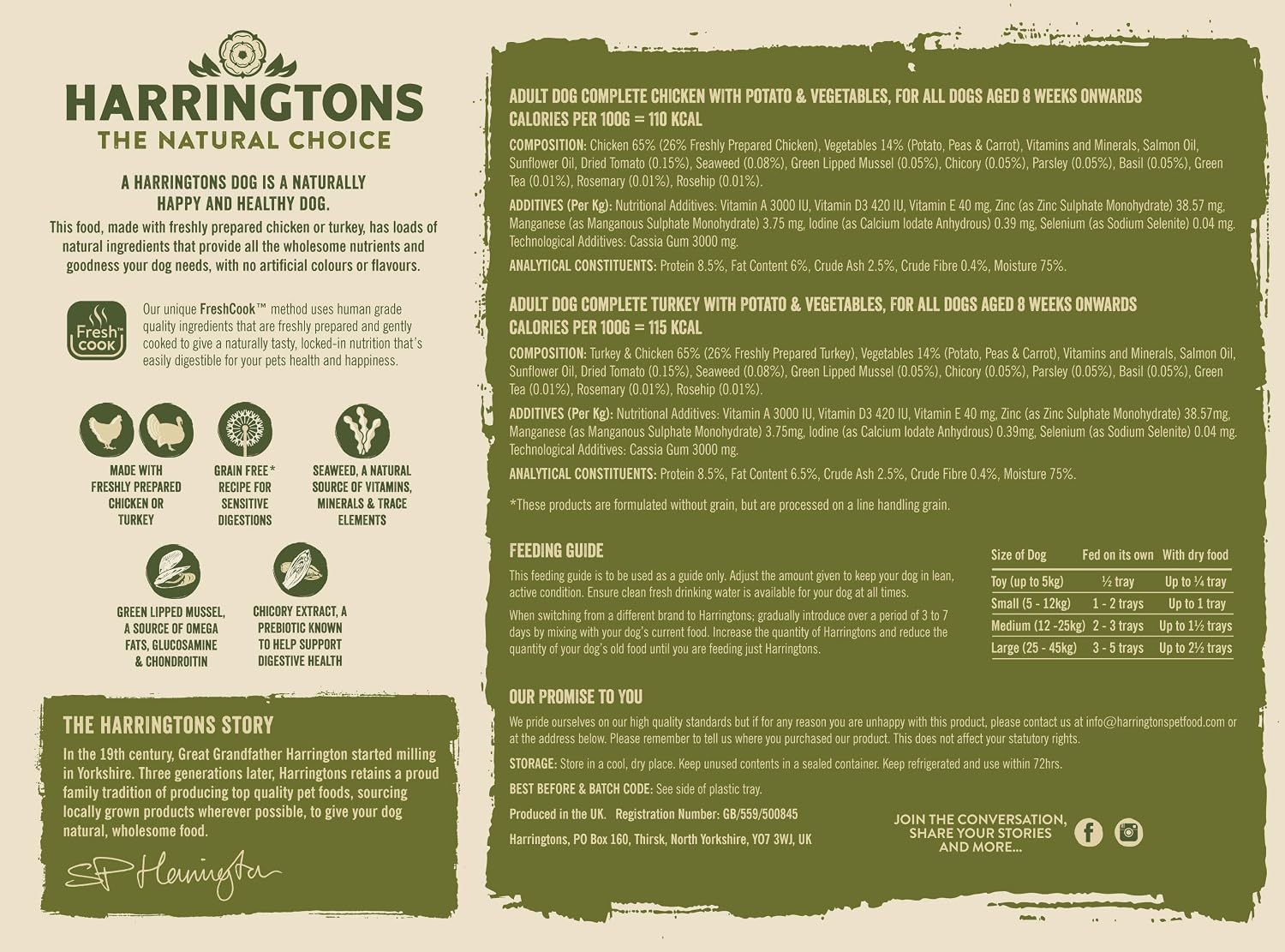 Harringtons Complete Wet Tray Grain Free Hypoallergenic Adult Dog Food Poultry Pack 6x400g, Turkey & Chicken - Image 4
