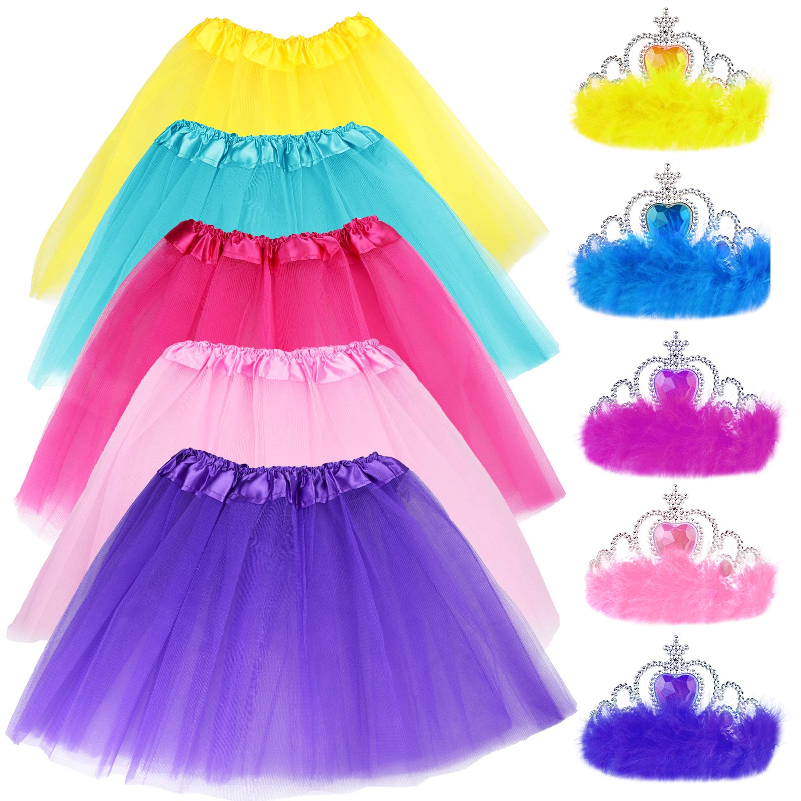 10Pcs Princess Dress up Tutu Crown Accessories Tiara Ballet Tutu Skirt for Costume Party Favors