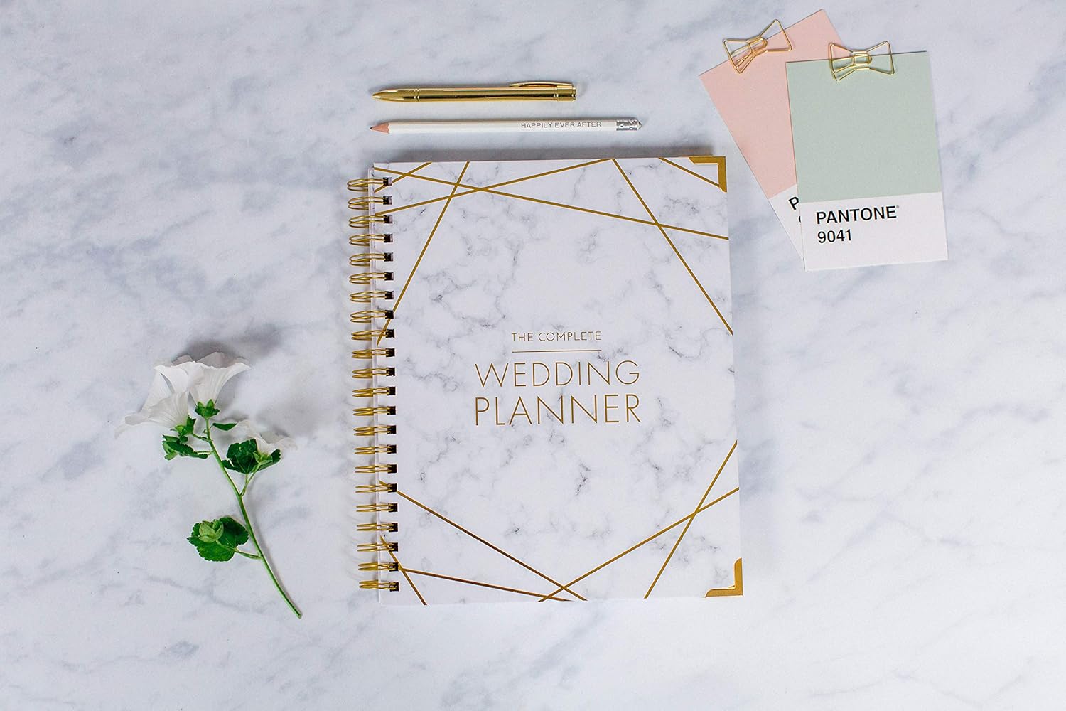 Wedding Planner Marble Gold - Undated Bridal Planning Diary Organizer - Hard Cover, Pockets & Online Support : Office Products
