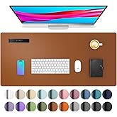 Aothia Leather Desk Pad Protector, Mouse Pad, Office Desk Mat, Non-Slip PU Leather Desk Blotter, Laptop Desk Pad, Waterproof Desk Writing Pad for Office and Home (Brown,31.5" x 15.7")
