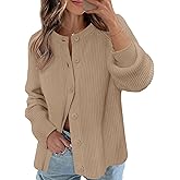 MEROKEETY Women's Winter Fall Long Sleeve Cardigan Sweater 2026 Crew Neck Button Open Front Chunky Knit Outfits